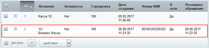 Список онлайн-касс в Битриксе